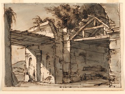 舞台美術、風景の中の廃墟 作： Unknown artist