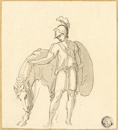 立つ戦士と馬 作： Unknown artist