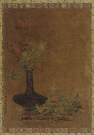 静物 - 黒い花瓶と花 作： Unknown artist
