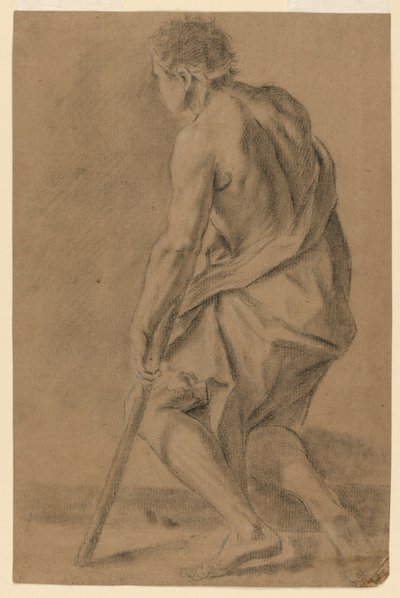 研究: 松葉杖を持った半裸の男性 作： Unknown artist