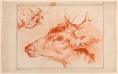 ニワトリとクワガタの頭の研究 作： Unknown artist