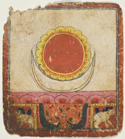 ライオンの玉座に座る太陽、月、蓮（イニシエーション・カード一式より）（ツァカリ 作： Unknown artist