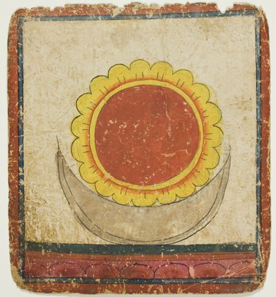 蓮の玉座の上の太陽、月、蓮（イニシエーション・カード一式より）（ツァカリ 作： Unknown artist