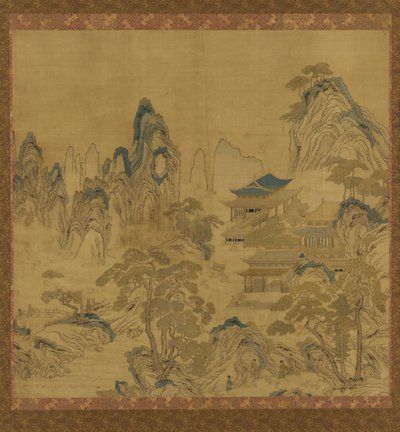 タペストリー: 風景 - 山間の宮殿 作： Unknown artist
