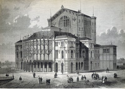 リヒャルト・ワーグナーの発案で建設され、1876年に開場したバイロイト・モデル・シアター 作： Unknown artist