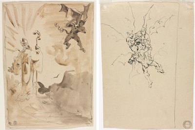 司教と悪魔 (直腸); 騎士を抱く三人の悪魔（裏） 作： Unknown artist