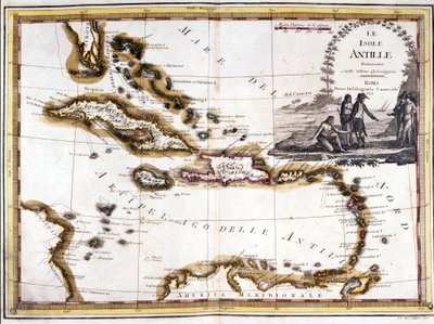 1798年のアトラスを基にしたカリブ海の群島。 作： Unknown artist