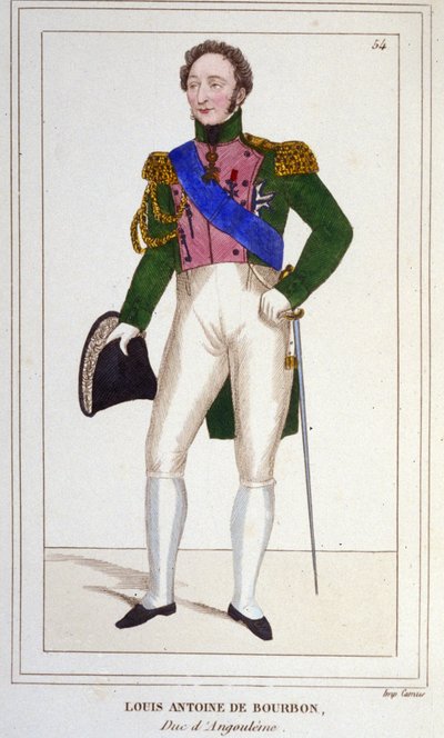 フランス最後のドルフィン、アングレーム公爵ルイ・アントワーヌ（ルイ・ド・フランス）（1775-1844） - 1830年のエングレーヴィング 作： Unknown artist