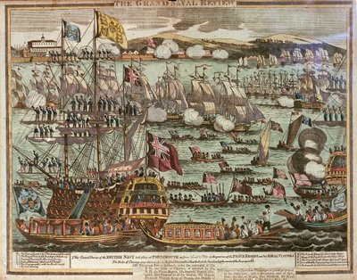 海軍大閲兵式1814年6月24日と25日にポーツマスで開催された英国海軍の大閲兵式。 作： Unknown artist