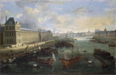 ルーヴル美術館の大ギャラリー、ポン＝ヌフ、シテ、コレージュ・デ・キャトル・ナシオン、1670年頃 セーヌ川にて、王室のガレー船、1670年から1685年の間（油彩・カンヴァス） 作： Unknown artist