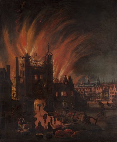 O Grande Incêndio de Londres, com Ludgate e Old St. Paul