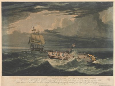 1826年3月7日、セント・ジョンズ発フランシス・メアリー号の沈没......。 作： Unknown artist
