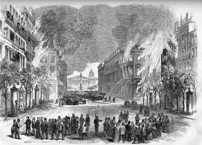 1871年のパリ・コミューン。血塗られた週（5月22日から28日）にロワイヤル通りでフェデレ（コミューン派）が灯した火 作： Unknown artist