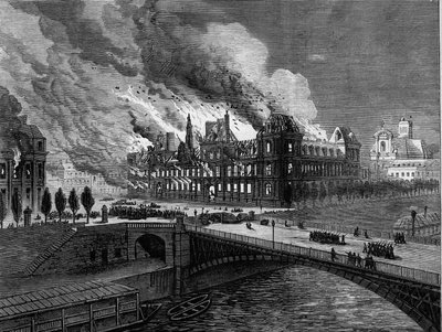 1871年のパリ・コミューン。5月24日の市庁舎の火災 作： Unknown artist