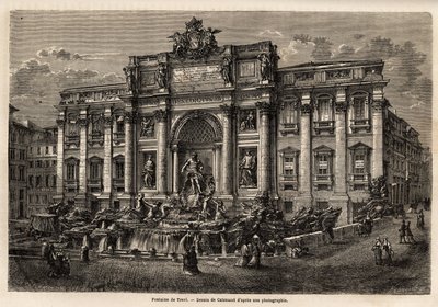1762年に完成したローマのトレビの泉は、18世紀のイタリアにおけるバロック様式の永続性を示す例であり、ポリ宮殿をベースにした凱旋門の形をしたこの記念碑的な作品は、その位置にある小さな広場を押しつぶしてしまう。 作： Unknown artist