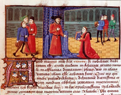 作者が自分の作品を紹介するページ ジャック・ルグラン（ルグラン）（1365-1415）の『ソフィロギウム』（アルチロゲ・ソフィー、善行の書）から抜粋 15～16世紀 リスボン、トーレ・ド・トンボ 作： Unknown artist