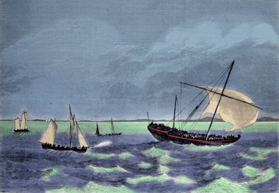 マダガスカルの海岸でダウ船（アラブの船）のネグリエを撮影。 作： Unknown artist