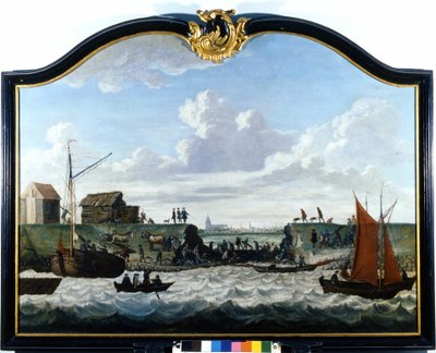 ジエリクゼーのダム。18世紀の匿名の絵画。Zierikzee Wastenday Siloten, Duiveland 作： Unknown artist