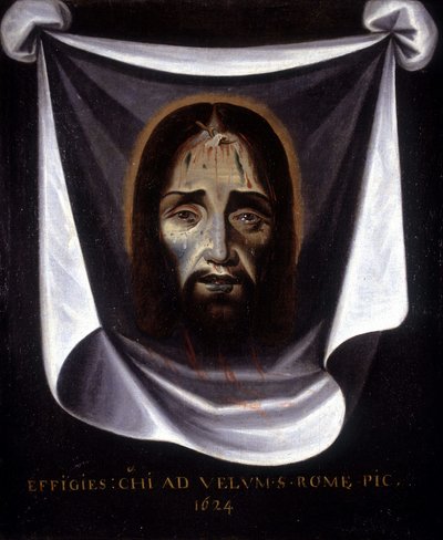 ローマの聖シルヴェスト教会に保存されているキャンバスに描かれたキリストの肖像画 作： Unknown artist