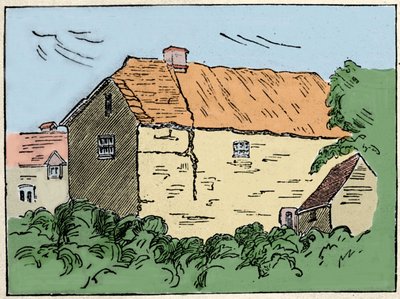Tavistock近郊のCrowndaleにある、イギリスの探検家・私掠船のフランシス・ドレイク（1540-1596）の家。19世紀に破壊された。 作： Unknown artist