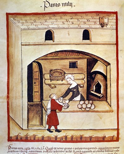 キビを使ったパンの調理法。医食同源のミルキングからのイルミネーション "Tacuinum sanitatis" 作： Unknown artist