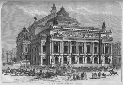プロイセンによるパリの包囲。1871.オペラ座の広場。19世紀末に描かれた版画。 作： Unknown artist