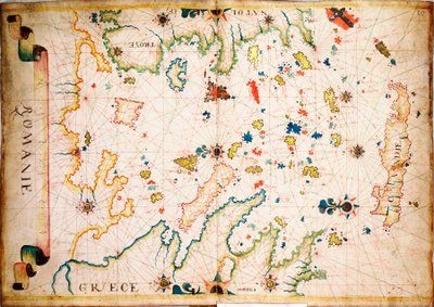 このタイプの初期のベラム製海図は、13世紀に地中海で生まれた。 作： Unknown artist