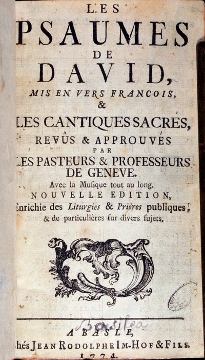 ダビデの詩篇のタイトルページ（1774年 作： Unknown artist