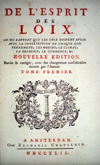 Charles Louis de Secondat, Baron de La Brede et de Montesquieu (1689-1755) による "L