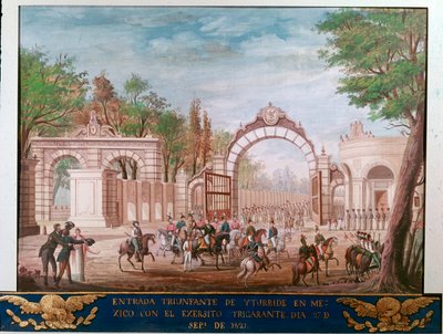 独立メキシコの初代皇帝アグスティン・イトゥルビデ（1783-1824）の凱旋入場 7/09/1821（Triumphal entry of first emperor of free Mexico Agustin Iturbide in Mexico City, September 7th 作： Unknown artist