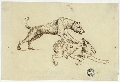 闘う2匹の犬 作： Unknown artist