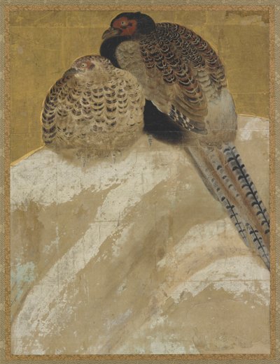 雪の土手の 2 羽のキジ 作： Unknown artist