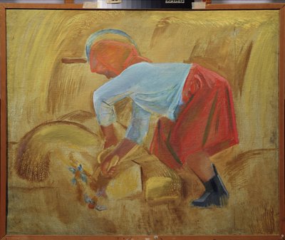 頭に鎌を持った死神。 Alexei Fyodorovich Pakhomov (1900-1973) の絵画、キャンバスに油彩 作： Unknown artist