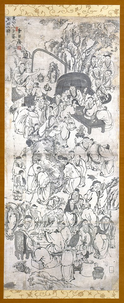 100人の老人の無題のスケッチ（紙にインク） 作： Unknown artist