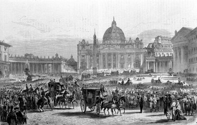 バチカン公会議 I. ローマ、サンピエトロ広場、公会議の総会議の日1870 作： Unknown artist
