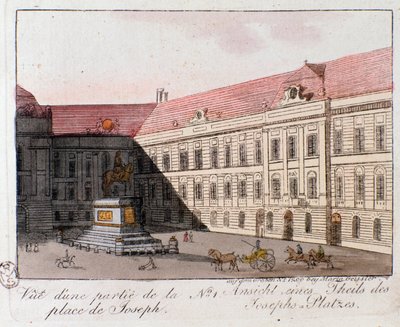 オーストリア、ウィーンのヨーゼフ広場の眺め。1815年のエングレーヴィング 個人蔵 作： Unknown artist