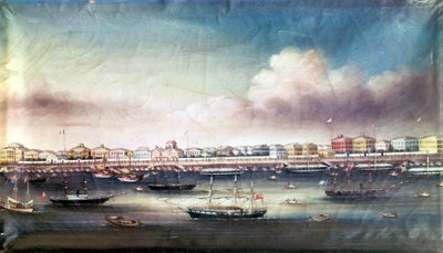上海港の風景（1850年頃）。 作： Unknown artist