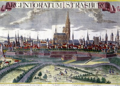 大聖堂のある1770年頃のストラスブールの風景 作： Unknown artist