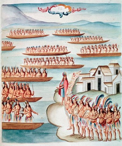 メキシコ、ラグーンに囲まれたトラテロルコの眺め（水彩画、1770～1780年頃 作： Unknown artist