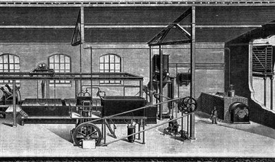 1860年当時の製氷工場の様子。(税関設置) 作： Unknown artist