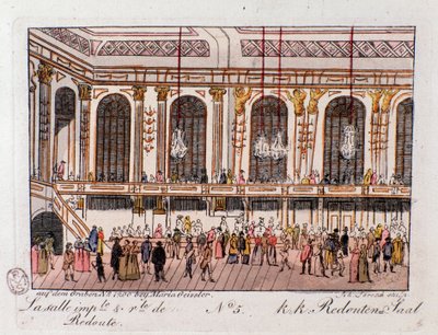 オーストリア、ウィーンの赤壁の帝国と王室のホールの眺め。1815年のエングレーヴィング 個人蔵 作： Unknown artist