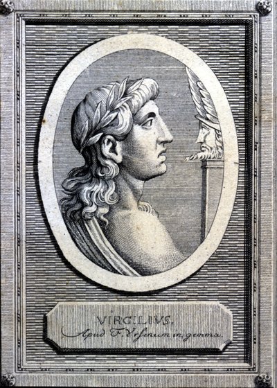 Virgil (70 - 19 BC), ラテン語の詩人。18世紀のエングレーヴィング。 作： Unknown artist