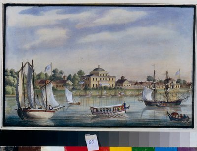 ロシア・サンクトペテルブルクのイェラギン島にあるイェラギン宮殿の外観」 水彩画 1840年頃 モスクワのASプーシキン国立博物館 作： Unknown artist