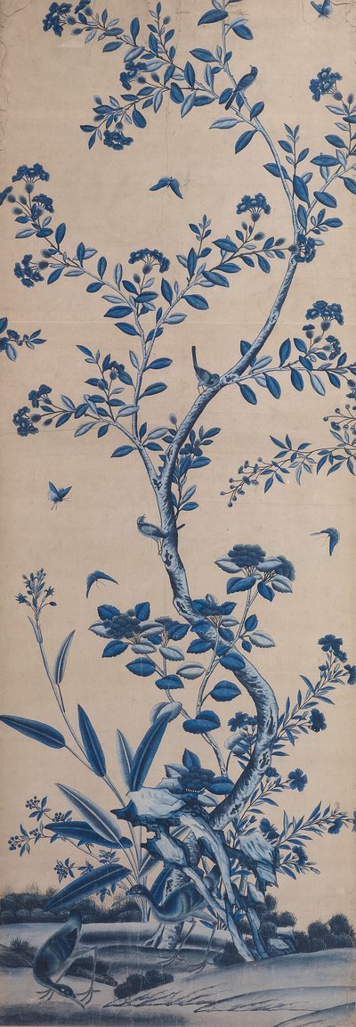 鳥と花咲く木々の壁紙パネル 作： Unknown artist