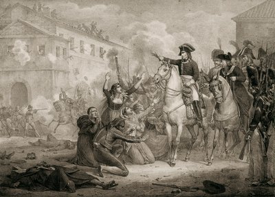 スペインの独立戦争（1808-1814）。スペイン人がナポレオンに哀れみを請う。マドリード、国立図書館 作： Unknown artist