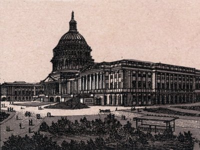 アメリカ・ワシントン：議事堂の風景。「The World Illustrates 168 Views」にて。 作： Unknown artist