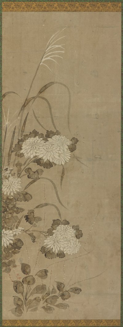 白い菊と草 作： Unknown artist