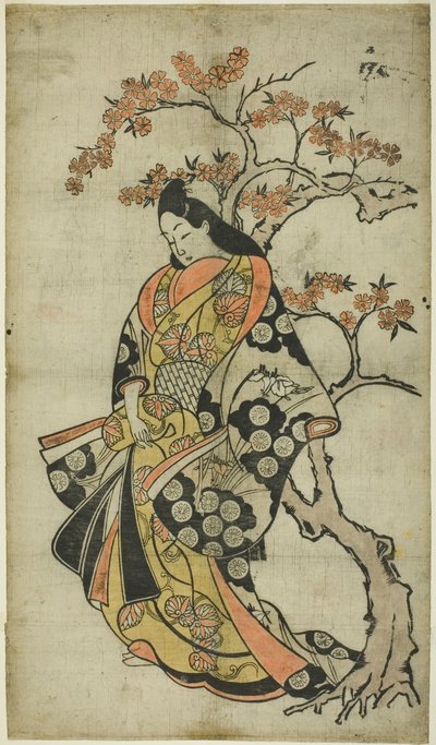 桜の木のそばの女性 作： Unknown artist