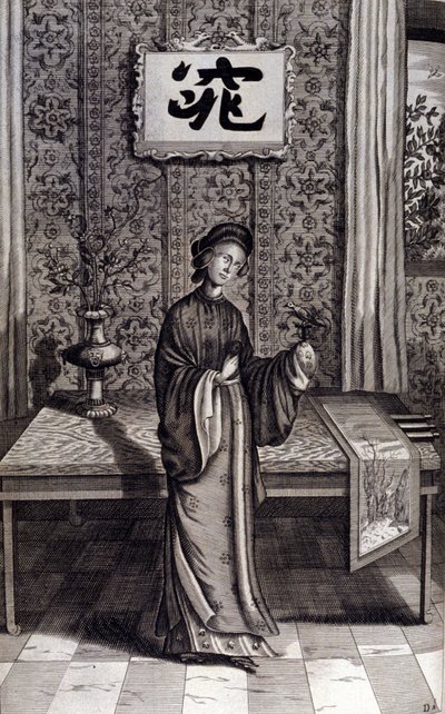 中国の貴族の女性。アタナシウス・キルヒャー（1601 - 1680）の "De China Monumenta "は、イエズス会、東洋学者、ドイツ人学者で、アムステルダムで1667年に出版されました。 作： Unknown artist
