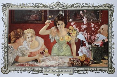 パーティーで一緒にカクテルを飲む女性 作： Unknown artist